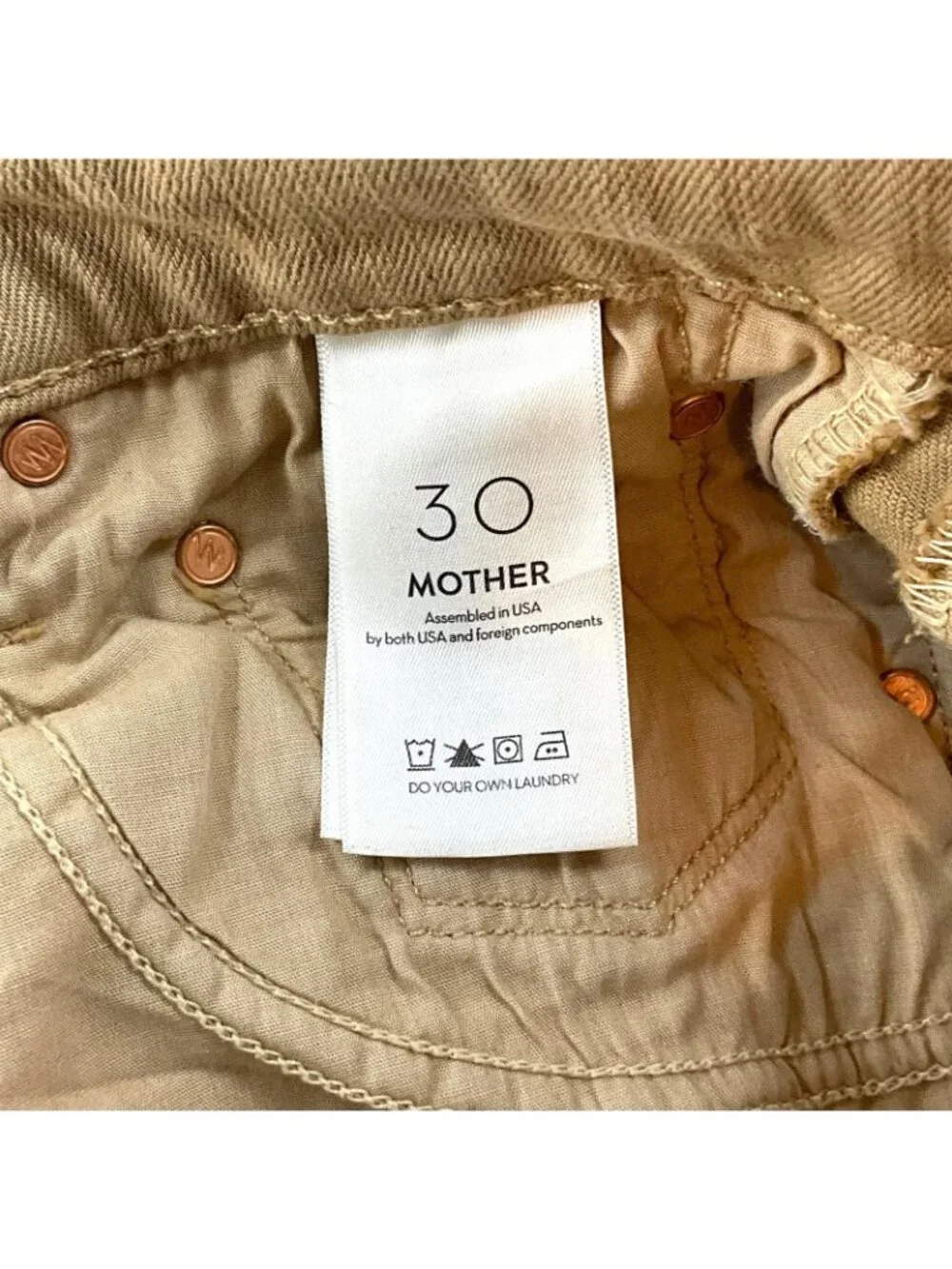 Mother Superior Half Pipe Flood Jeans Womens 30 Beige High Rise Barrel Wide Leg